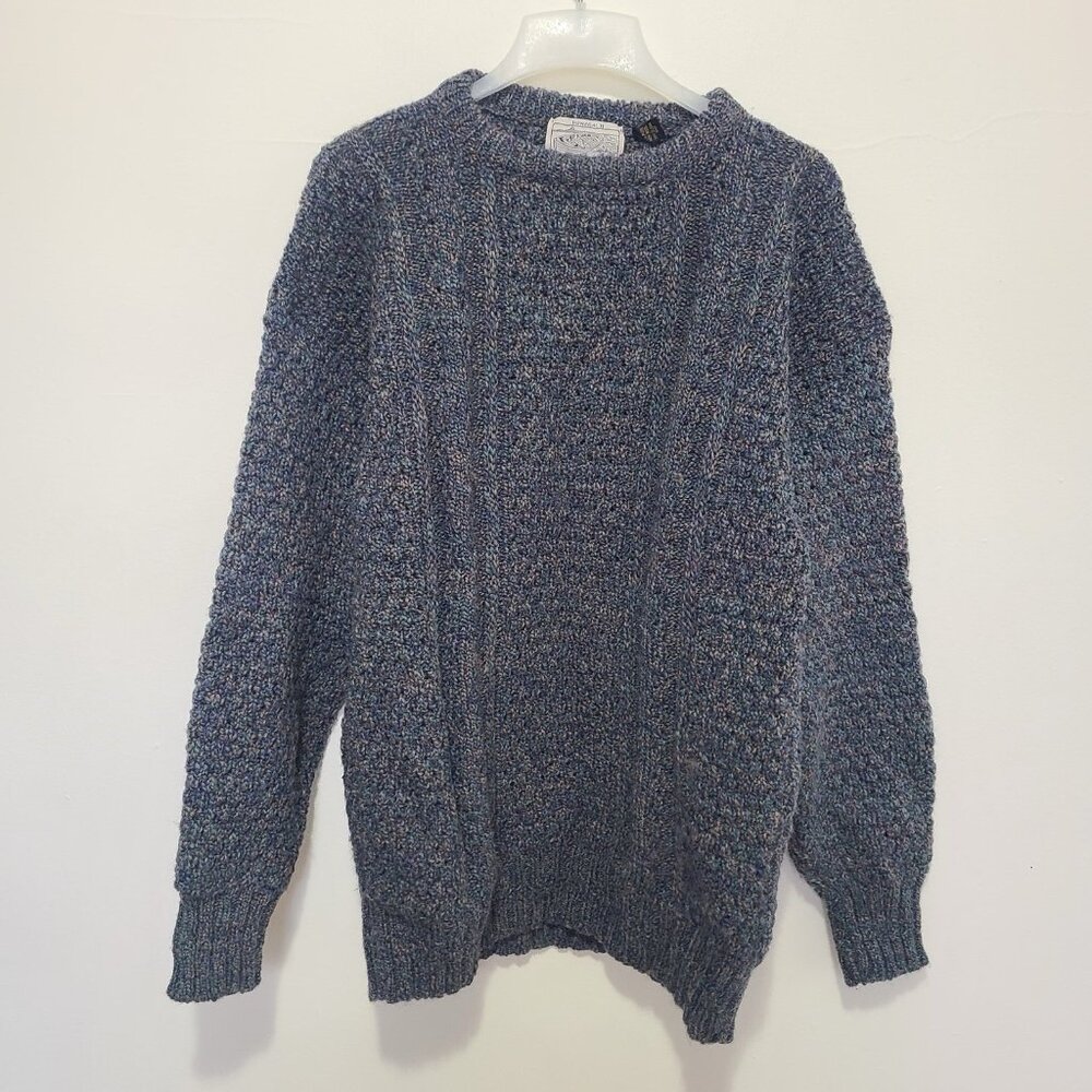 Vintage Donegal Men’s Wool Hand Loomed Cable Knit Multicolor Sweater Size L